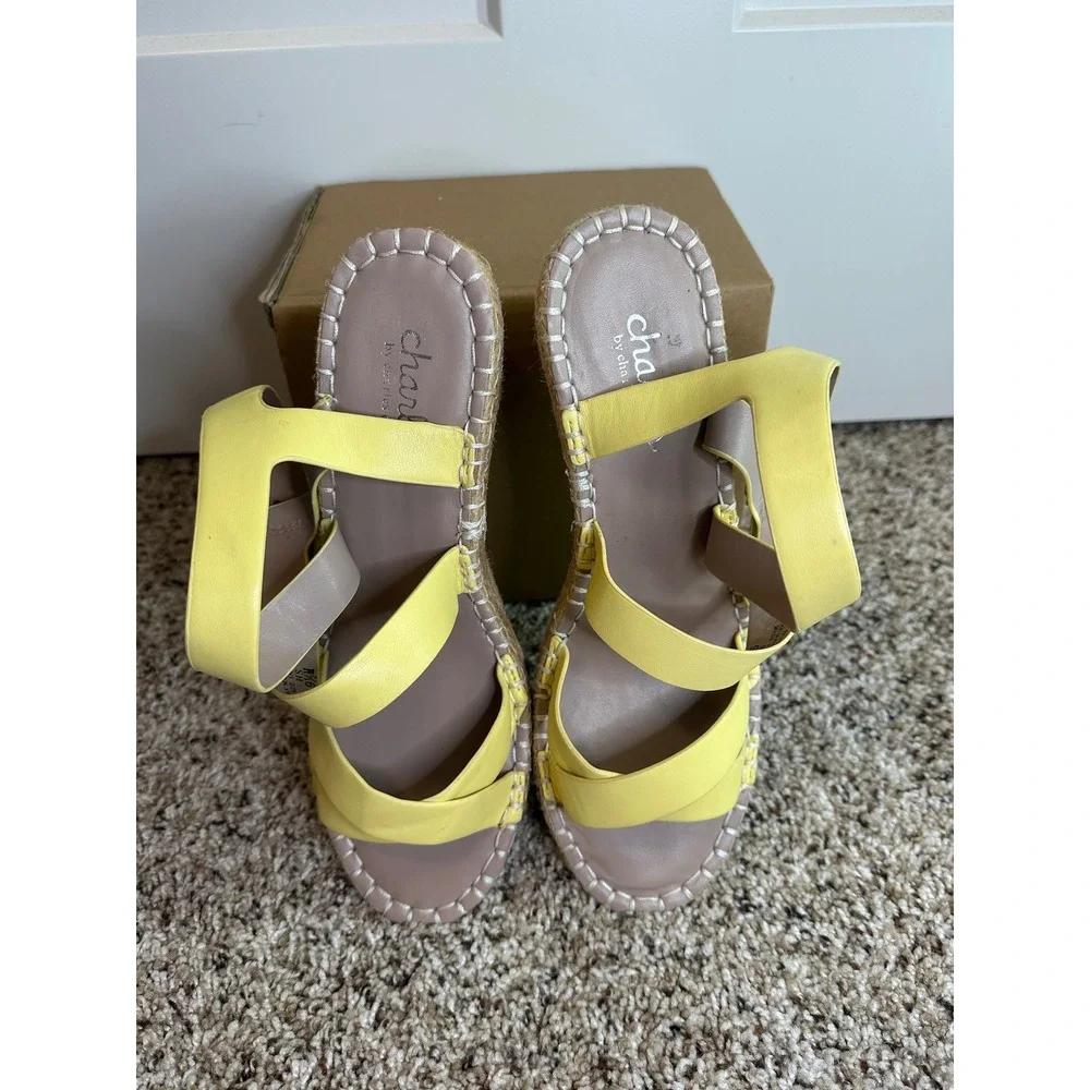 Charles/Charles David Yellow Sunshine Espadrille Wedge Sandals 9.5M‎ Worn Once